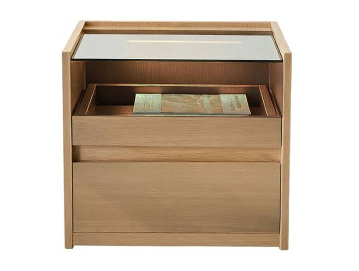 Kx9Lb8d Nachttische Nachttisch mit transparenter Oberseite und 2 Schubladen Offenes Regal zur Aufbewahrung im Schlafzimmer(Yellow,Mittel)