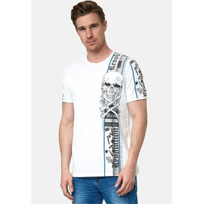 T-Shirt RUSTY NEAL, Herren, Gr. S, weiß, 100% Baumwolle, bedruckt, normal, Rundhals, Shirts T-Shirt, im verwaschenen Look