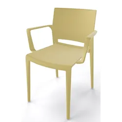 Robuster Stapelstuhl Bakhita B - mit Armlehne für Garten und Wohnbereich salbeig...