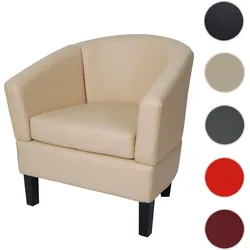 Lounge-Sessel HWC-O17, Sessel Clubsessel Cocktailsessel, FSC®-zertifiziert Kunstleder ~ creme