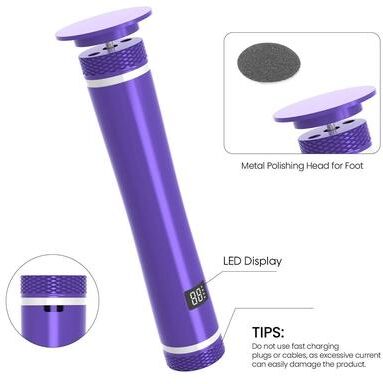 Uplift Essentials Adjustable Speed Electronic Foot File (with 60 Piece Sandpaper Set) purple
