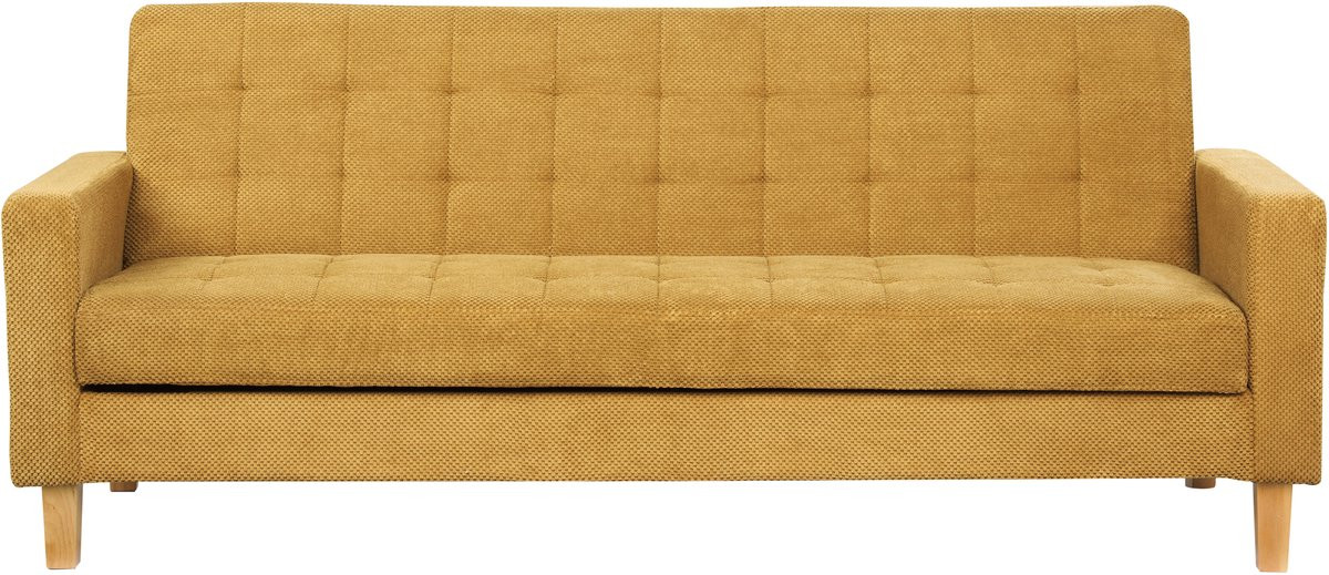 Vehkoo Moderne 3-zits slaapbank met verstelbare rugleuning in geel en retro design