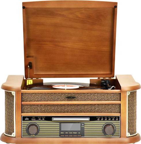 Reflexion HIF2002DAB Retro Stereoanlage DAB+, UKW, CD, Kassette, Plattenspieler, Bluetooth, USB, Echtholzgehäuse, Aufnahmefunktion, Inkl. Fernbedie