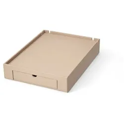 Willkommenstablett SPACE aus Kunstleder Beige mit 2 roten Porzellantassen