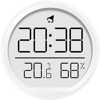 Daily Discovery Digital Wall Clock With Indoor Temperature Humidity Monitor, Magnetic LCD Desk Calendar Clock white