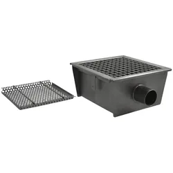 Virtus Bodenablaufrinne mit horizontalem Auslauf ø 63 mm und Sieb, 300x300x150 mm (GZZ0051)