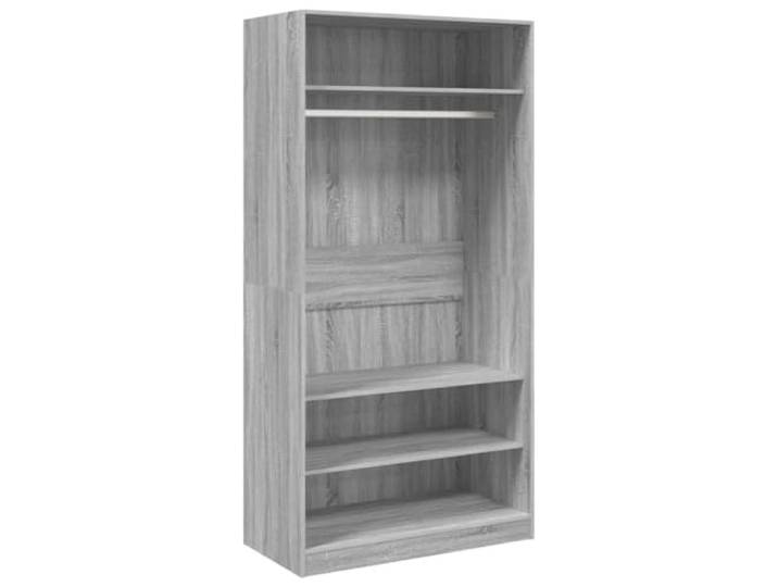 smnyxs Kleiderschrank Sonoma, Grau, 100 x 50 x 200 cm, Holz 3 kleine Fächer, 1 großes Fach, Hängestange, feuchtes Tuch, Wandbefestigung