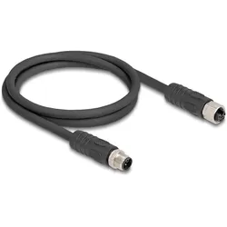 Delock M12 Kabel L-kodiert 4 Pin Stecker zu Buchse PUR schle, Elektronikkabel + Stecker, Schwarz