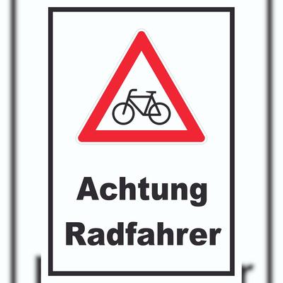 HB-Druck Achtung Radfahrer Fahrräder Schild A3 Rückseite selbstklebend