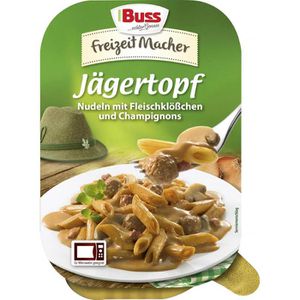 Buss Fertiggericht Freizeitmacher Jägertopf, Nudeln, Fleischklößchen und Champignons, 300g