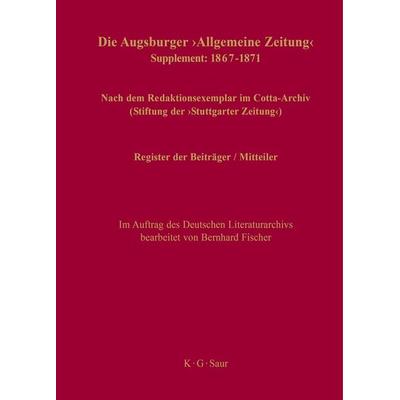 Register der Beiträger / Mitteiler, Gebundene Ausgabe von , De Gruyter, 978-3-598-34977-5