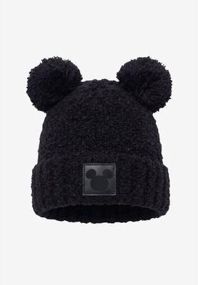 Women's Disney Mickey Mouse Beanie Hat Double Pom Fuzzy Knit Winter by Disney in Black (Size OS)