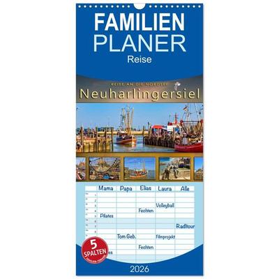 Familienplaner 2026 - Reise an die Nordsee - Neuharlingersiel mit 5 Spalten (Wandkalender, 21 x 45 cm) CALVENDO