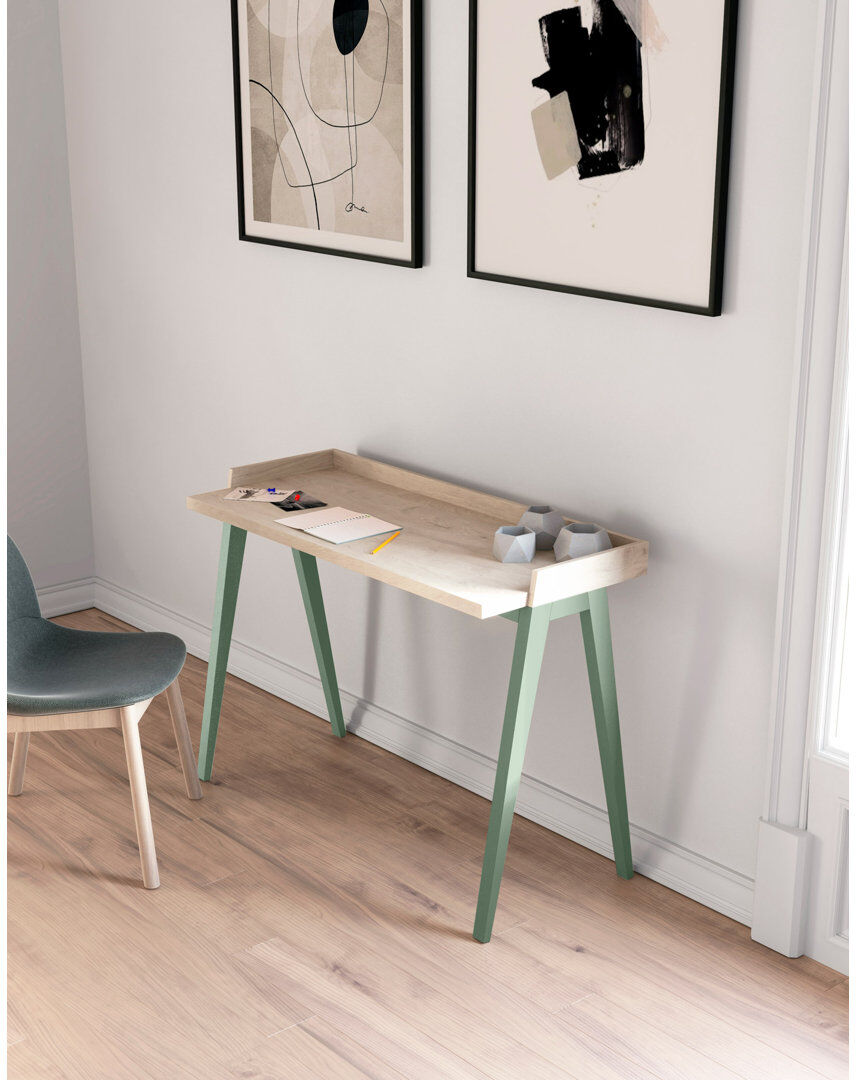 Brayden Studio Mcraney Solid Wood Writing Desk Oak/Green 81cm H X 110cm W X 47cm D
