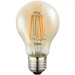 LED Retro Filament Leuchtmittel Vintage Leuchtmittel E27 Kugel Glühbirne,  Amber Glas, 7 Watt 630 Lumen 2200 Kelvin warmweiß, DxH 6x10,6 cm