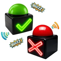 Relaxdays Buzzer mit Sound und Licht 2er Set Grün,Rot,Schwarz