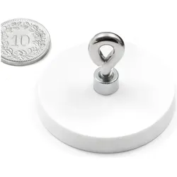 6x Supermagnete, Magnet, Magnetsystem gummiert mit Öse (1x)