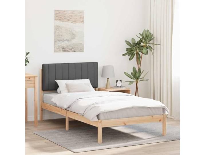 YNGBHFNOP Massives Kiefernholz Leinen Optik Lattenrost 100x200 cm Grau Bettgestell mit gepolstertem Kopfteil Dunkelgrau 100x200 cm Massivholz Kiefer Lattenrost Ohne Boxspring Lesen Entspannen