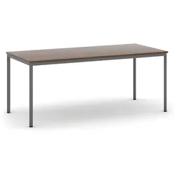 Esstisch BASIC, 180x80 cm, dunkelgraues Metallgestell, Nussbaum