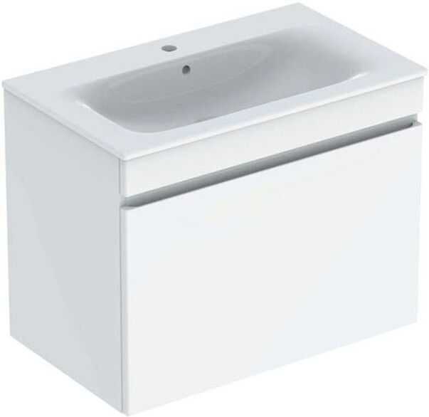 Geberit Renova Plan Möbel-Waschtisch-Set 501916018 80x62,2x48cm, Korpus/Front weiß hochglänzend, Waschtisch weiß/KeraTect