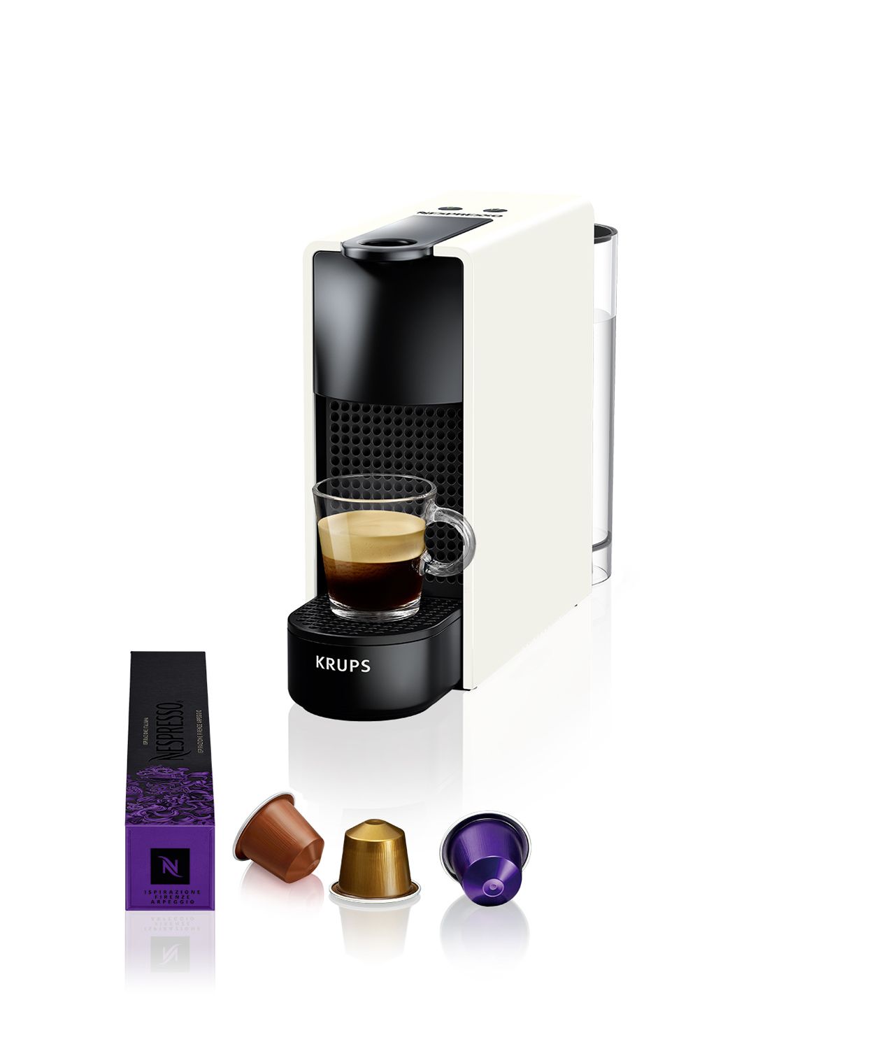 Krups XN1101 Essenza Mini Nespresso Kapselmaschine 19 bar 0,6 l (Schwarz, Weiß) XN110110