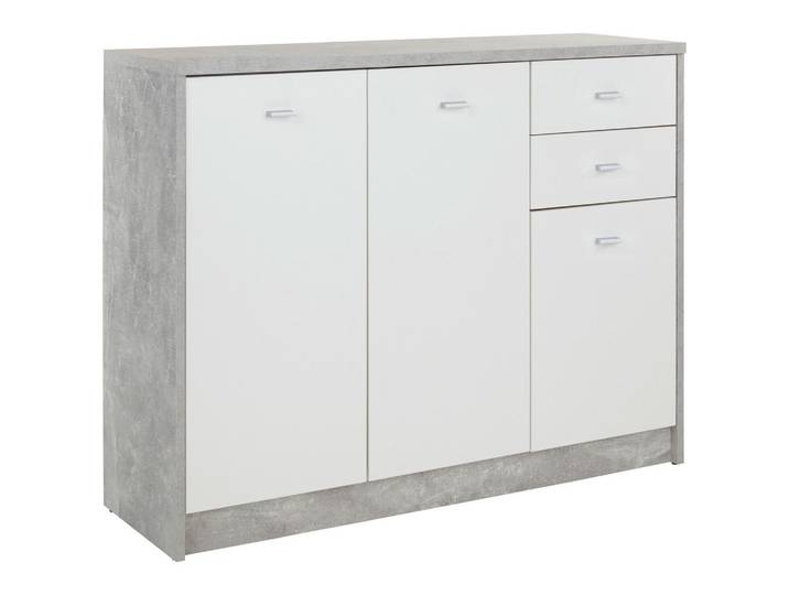 Kommode B 109,1cm 4-You New, Beton Optik/Weiß