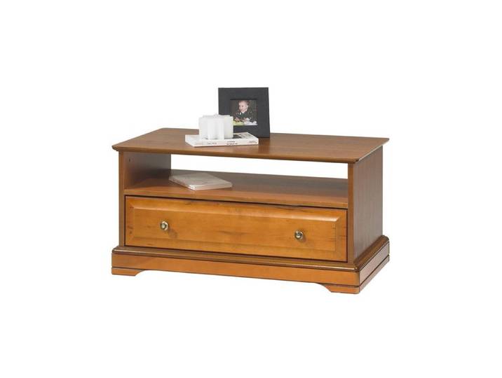 Table Basse - Merisier - Louis-Philippe - 1 Tiroir Traversant - 1 Niche - 82.4x41.6x46.5 cm