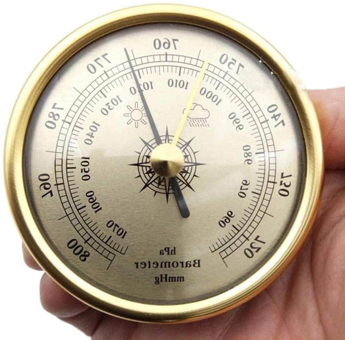 Zilverkleurige Barometer Thermometer Hygrometer Weerstation van Aluminium Magnesiumlegering met 72 mm diameter