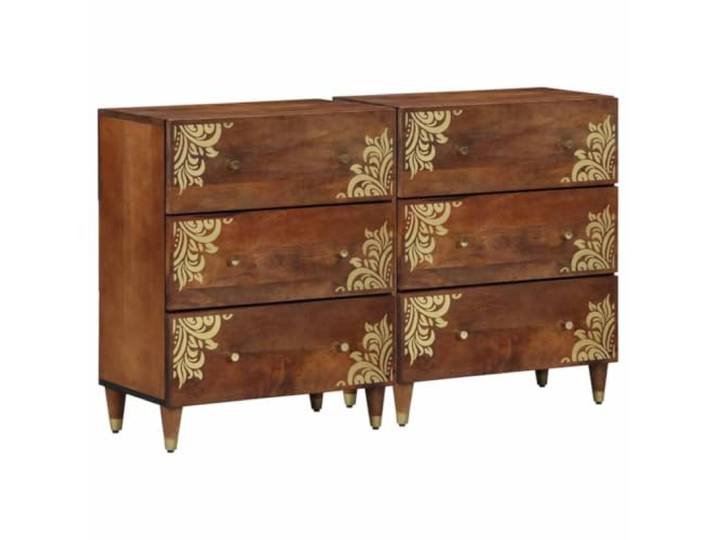 VIHHQGC Sideboard 2 Pack 60x33x75 cm Solid Mango Wood Honey Brown Mango wood frame, engineered wood, brass knobs, open shelves, cabinet storage, minimalist, contemporary