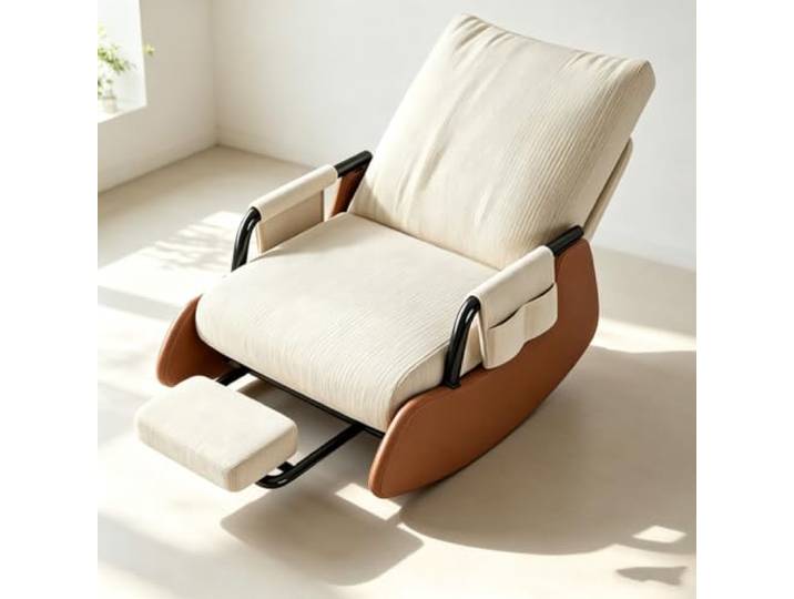 LCNDKF Relaxsessel mit Hocker - mit Praktischer Seitentasche Wohnzimmersessel mit harmonischer Wippfunktion und durchdachter Seitenaufbewahrung.