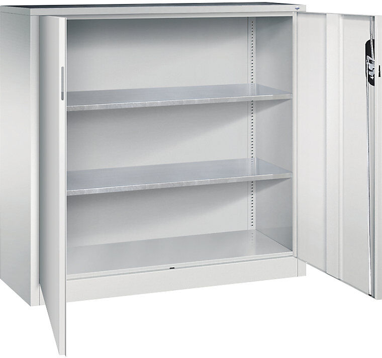 Werkstatt-Beistellschrank mit Flügeltüren, HxBxT 1200 x 1200 x 400 mm, lichtgrau / lichtgrau C+P
