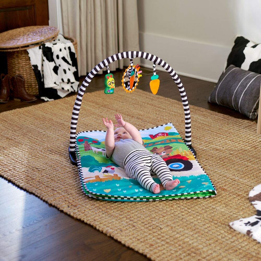 Spielbogen BABY EINSTEIN "Farm Explorers Busy Barnyard Grow With Me", bunt, Spielbögen, Baby, Kunststoff, Metall, Polyester, Spielbogen, mit Sound