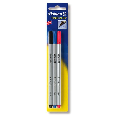 Pelikan Fineliner 96 farbig sortiert schwarz/rot/blau 0.4mm Blister