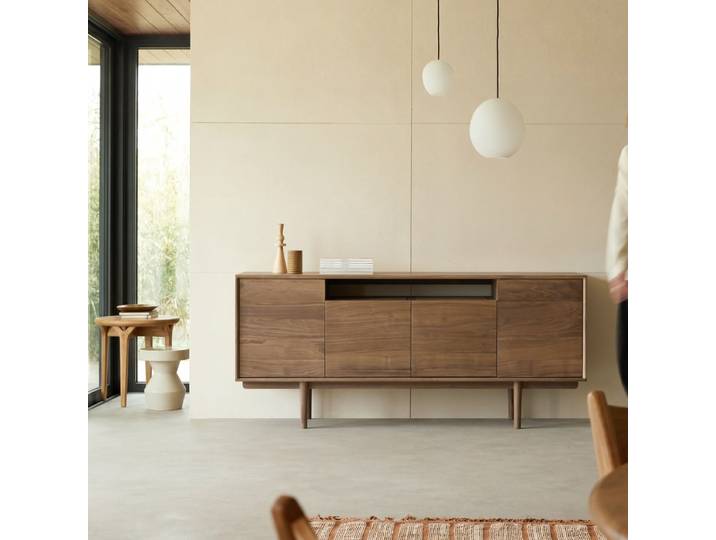 Buffet aus massivem Nussbaum 180 cm Ellie - Braun - Walnut