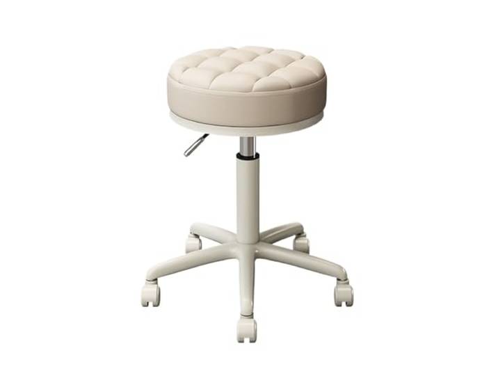 Verstellbarer Rollhocker mit Fußstütze, runder Rollhocker bürohocker Stuhl mit Rollen, for Tattoo-Salon, Arbeit, Heimbüro