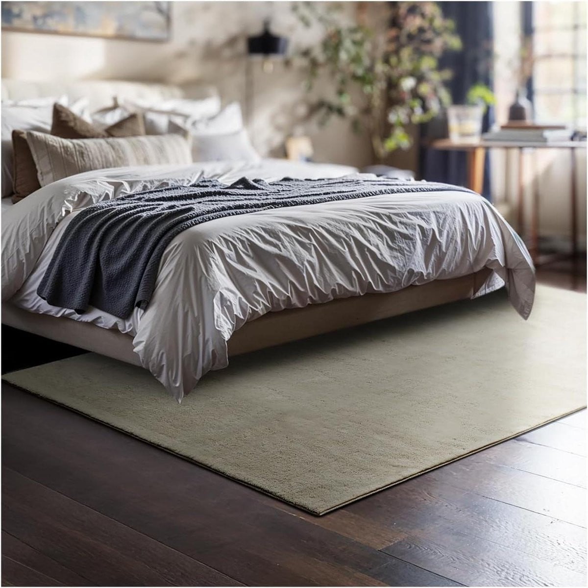 Laagpolig Tapijt Zandkleur met Antislip Onderkant - 120 x 170 cm