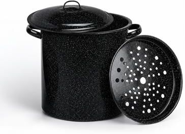 Granite Ware Steamer Pot With Rack Black - 15.5 Qt