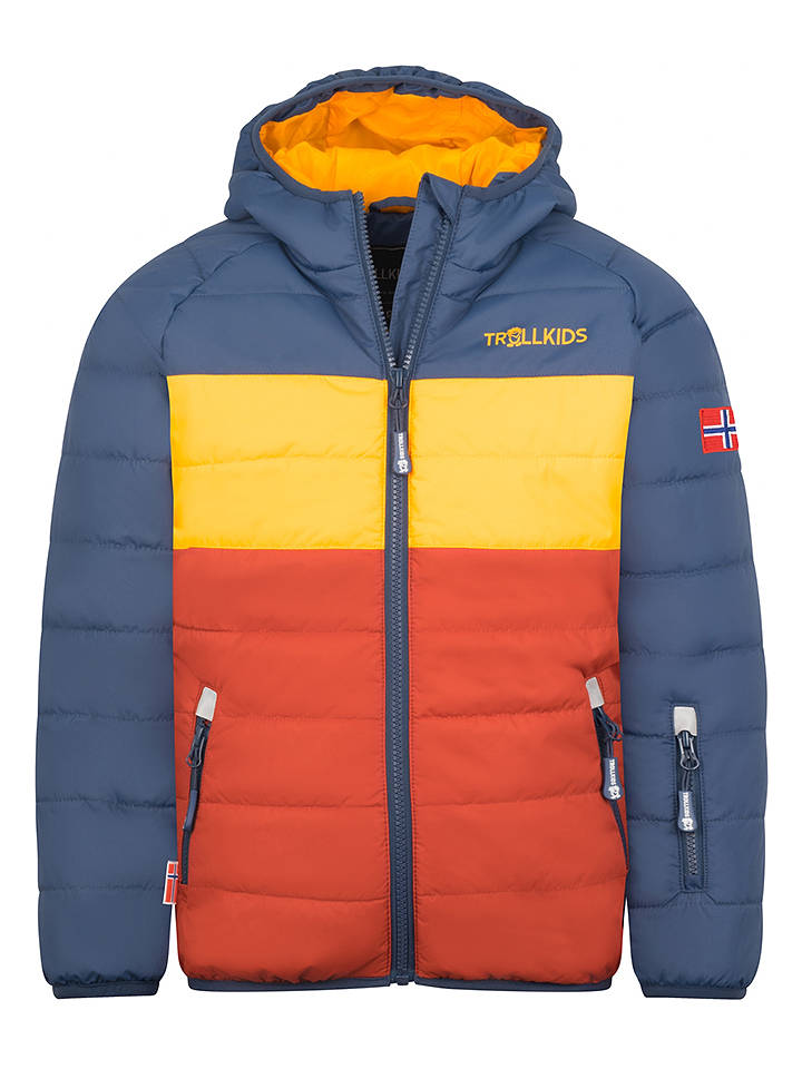 Trollkids Ski-/ Snowboardjacke "Hafjell XT" in Blau/ Rot/ Gelb - 116