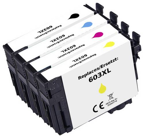 Renkforce Druckerpatrone ersetzt Epson 603XL, T03A6, T03A1, T03A2, T03A3, T03A4 Kompatibel Kombi-Pack Schwarz, Cyan, Magenta