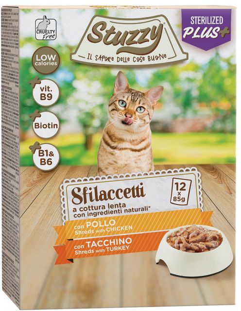 Stuzzy Sterilized Plus Cat Busta Multipack 12x85G POLLO E TACCHINO