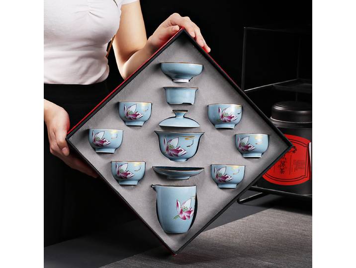 Service à thé Jilu Kung Fu en céramique blanche Dehua China, cadeau promotionnel