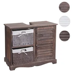Waschbeckenunterschrank HWC-H20, Badezimmer Waschtisch, Massiv-Holz Korb-Schublade 60x65x31cm ~ shabby braun