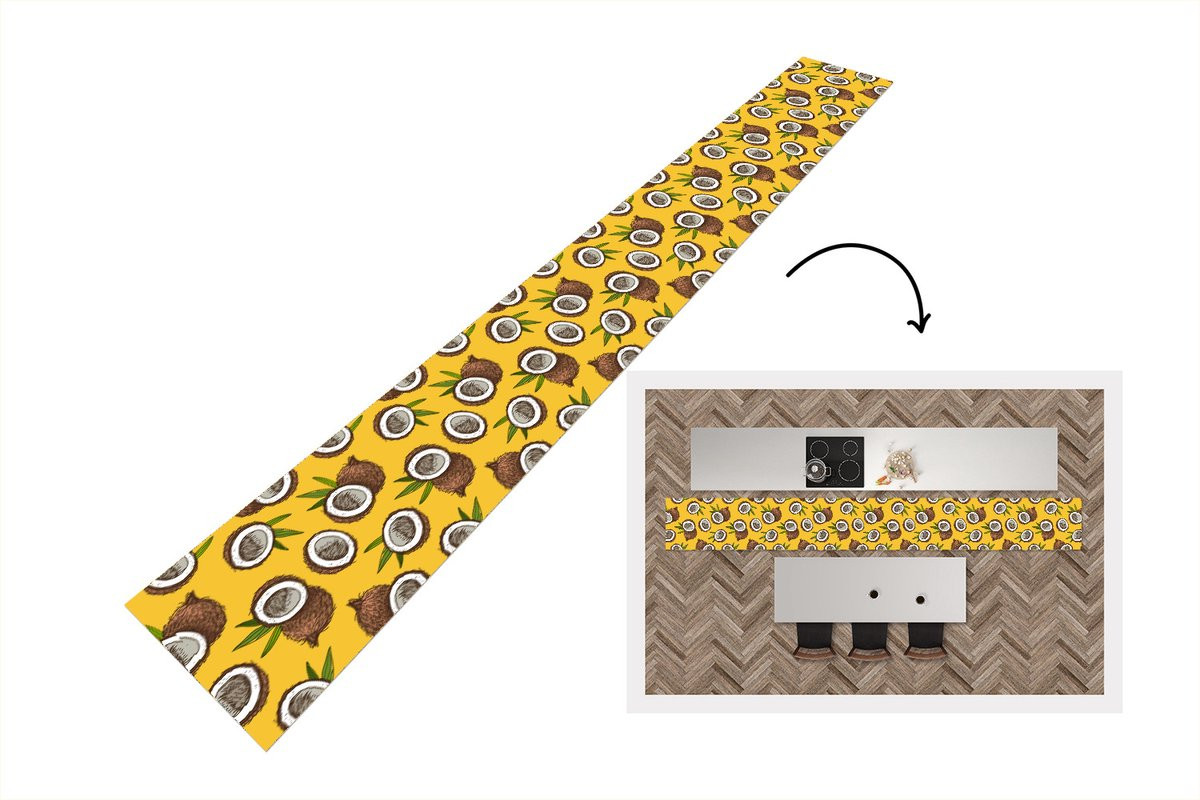 KitchenYeah Keukenloper Kokosnoot Hawaii Tropisch Design B/D: 400 x 50 cm