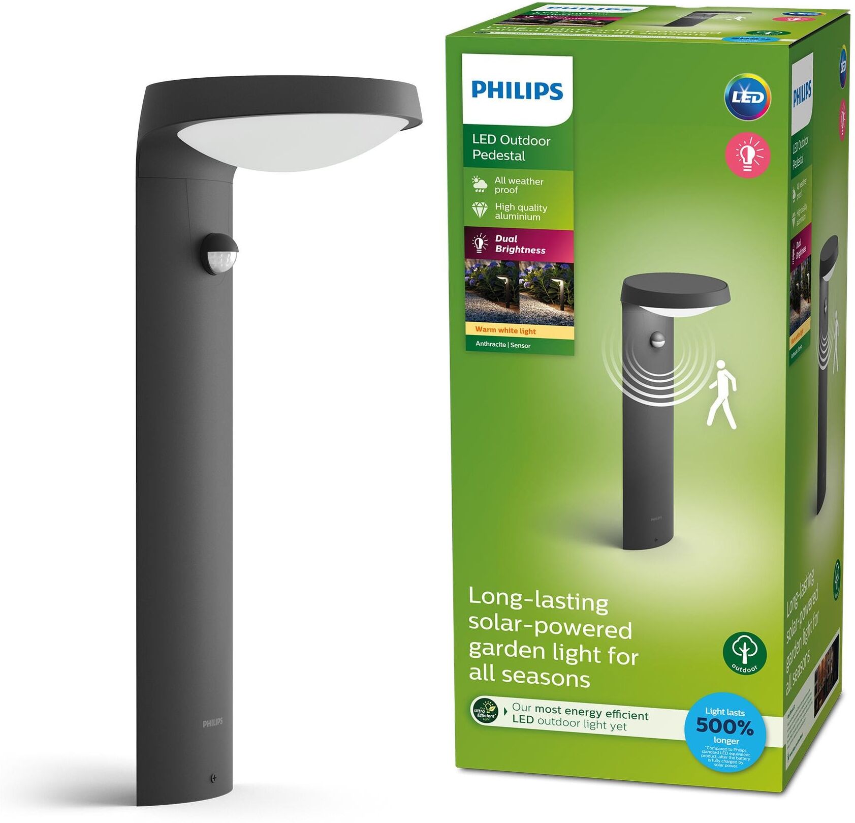 Philips Gartenleuchte "Tyla Ultra-Efficient anthrazit + Sensor", schwarz, H: 40cm, Leuchten, Gartenleuchte schwarz H: 40cm