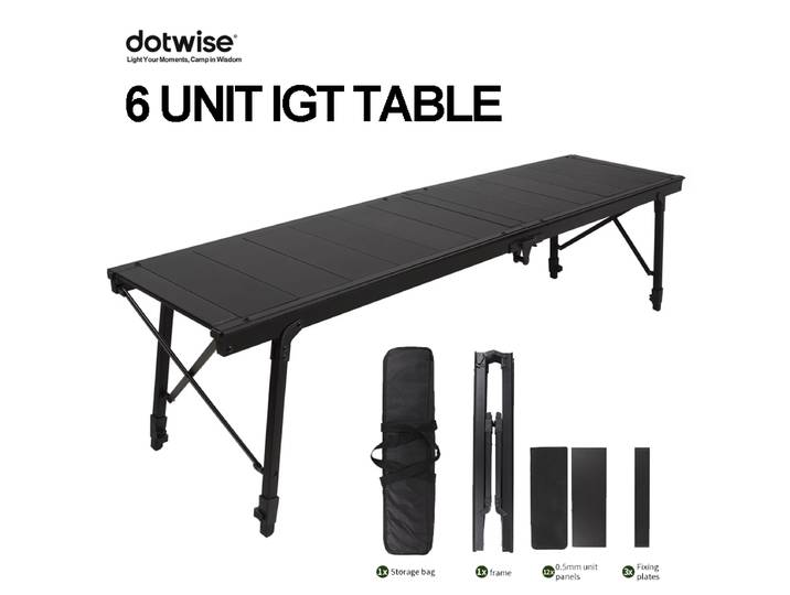 Table de camping portable Dotwise Outdoor Camping IGT 6 unités, en alliage d'aluminium ultraléger, pliable, tactique, pour barbecue, pique-nique, table IGT