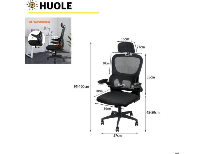 Chaise de bureau avec dossier inclinable support lombaire et accoudoirs 125*65.5*64cm noir.