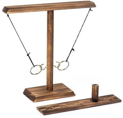 Inspire Curations Handmade Hook And Ring Game. Wooden Ring Toss Party Game For Patio & Home brown