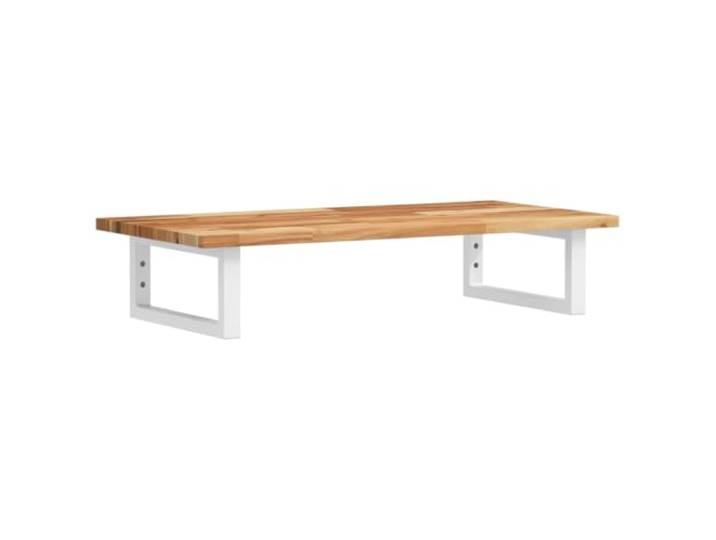 WEMYUFURN Waschbeckenregal Wandmontage Stahl und Akazienholz Schweberegal mit Stahlhalterungen, massive Akazienholzplatte, rechteckige Halterungen, flexibel montierbar, Schrauben nicht