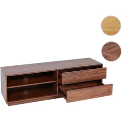 TV-Rack HWC-J78, Fernsehtisch Lowboard Kommode, Schublade, MDF 42x140x40cm ~ Walnuss-Optik