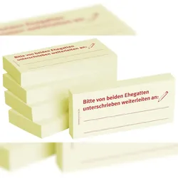 1301010104 Haftnotizen "Bitte von beiden Ehegatten unterschreiben weiterleiten an:" - 75 x 35 mm, 5x 100 Blatt
